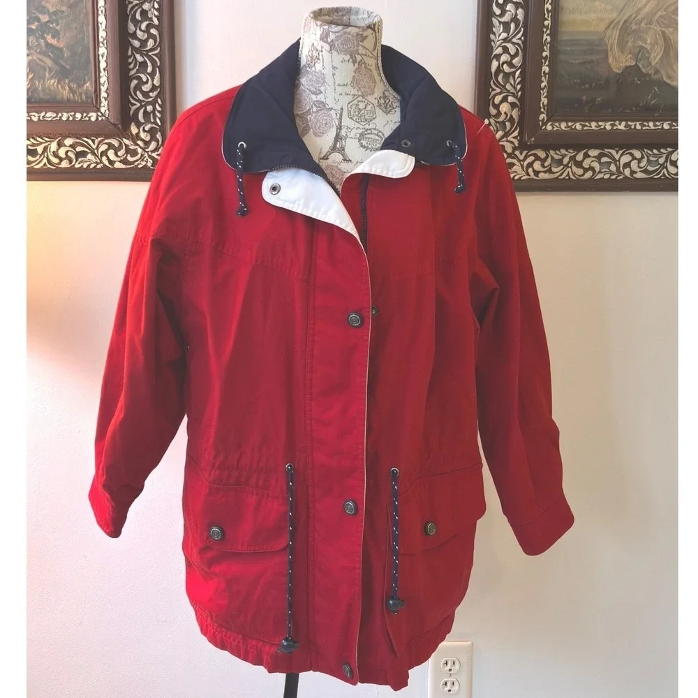 Vintage Pacific Trail Red Jacket Size‎ M Lightweight Hooded Outdoor Adventure